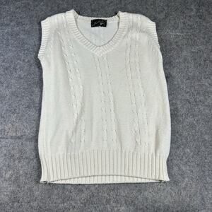 Vintage Heathcote Sweater Vest Womens Medium Cable Knit Y2K Made In USA Cotton